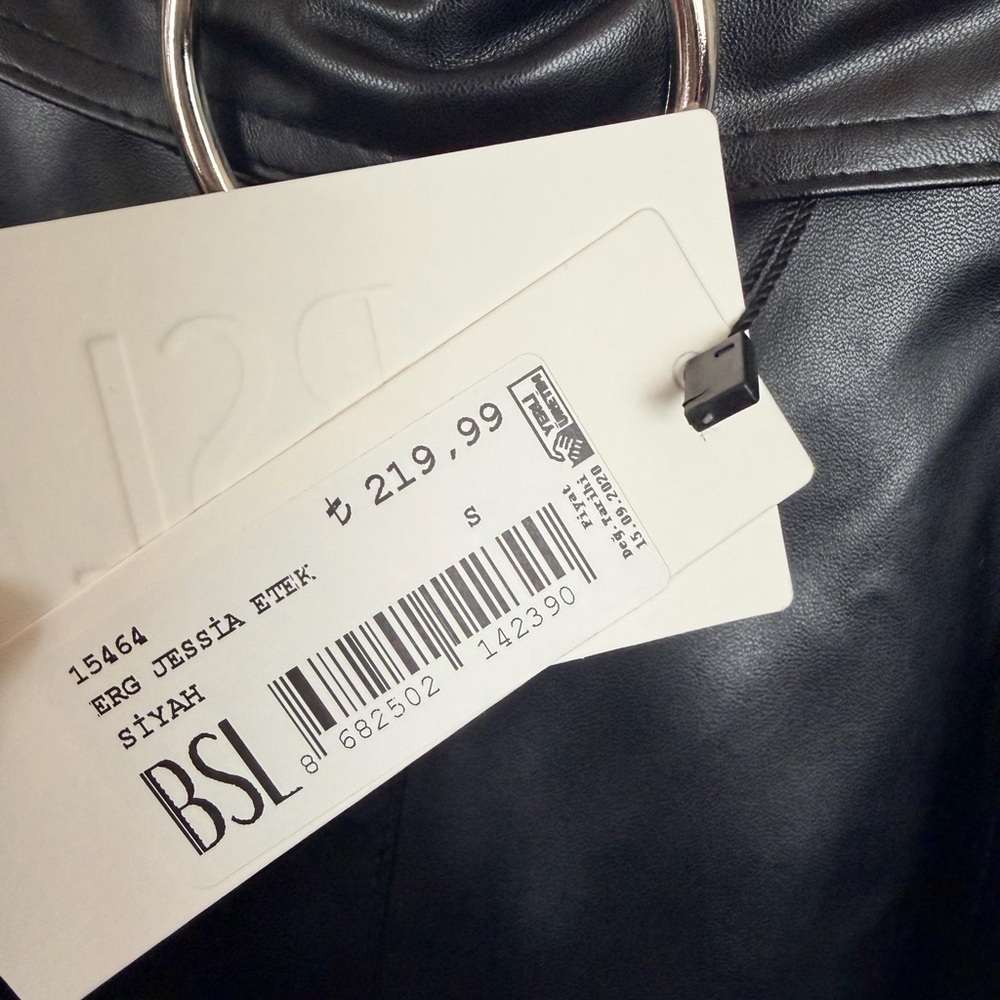 Black A-Line Vegan Leather Midi Skirt - NWT - Picture 3 of 3